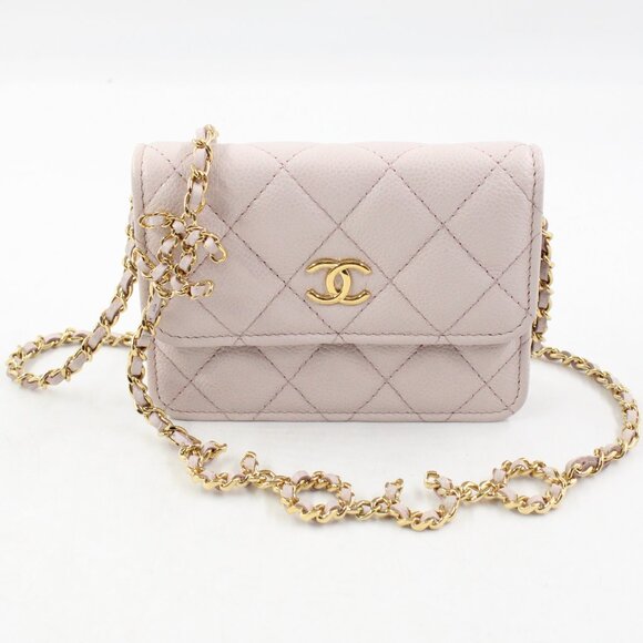 NEW CHANEL Miss Coco Mini Quilted Leather Clutch with Chain Strap in Caviar - Picture 1 of 14